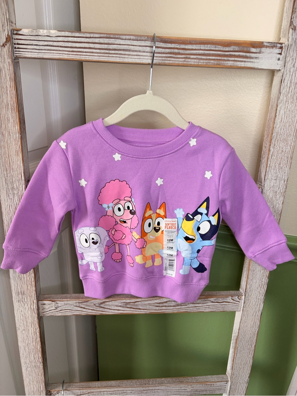 💜 Bluey Bingo Girls 12M Purple Sweatshirt NWT